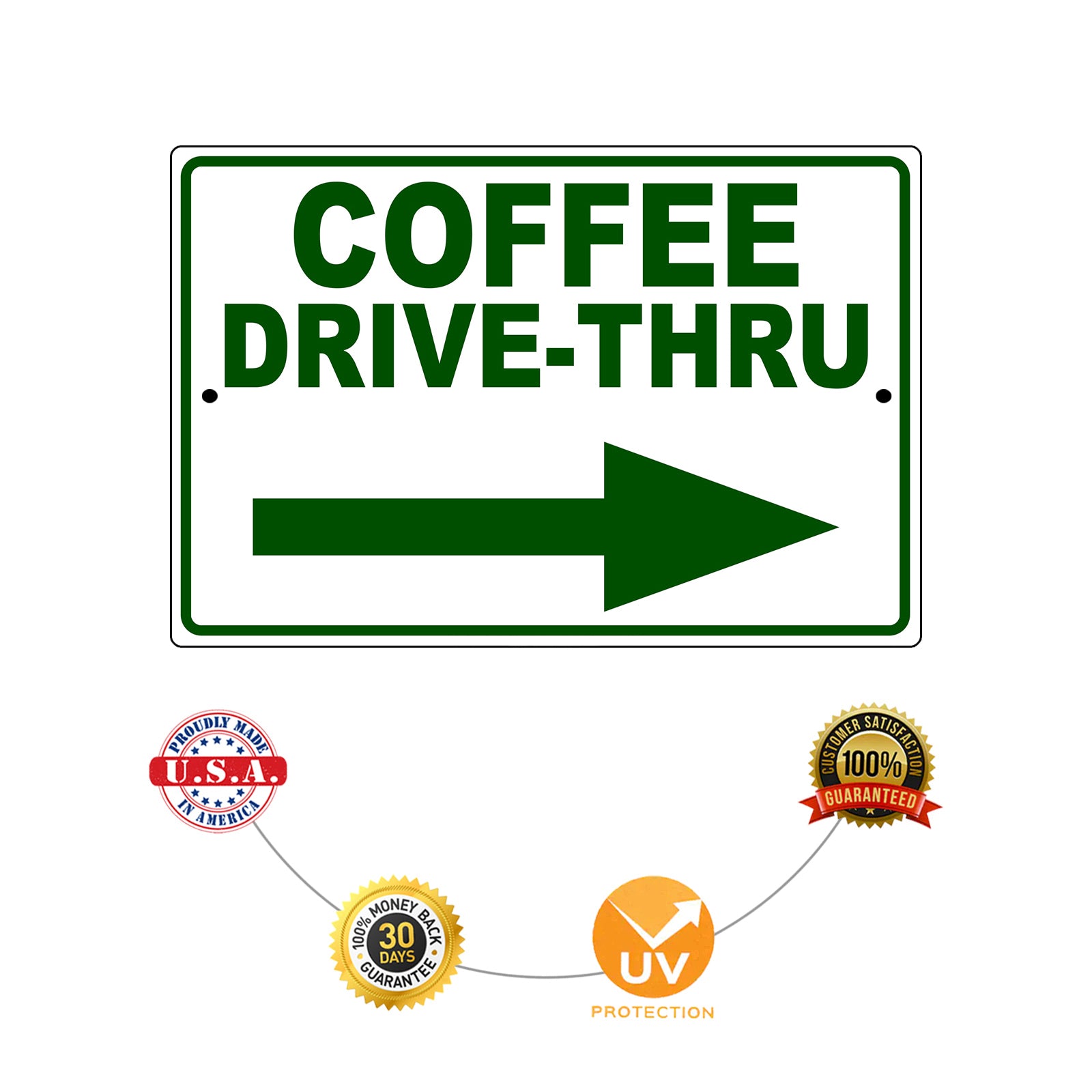 Coffee drive thru right side aluminum metal sign