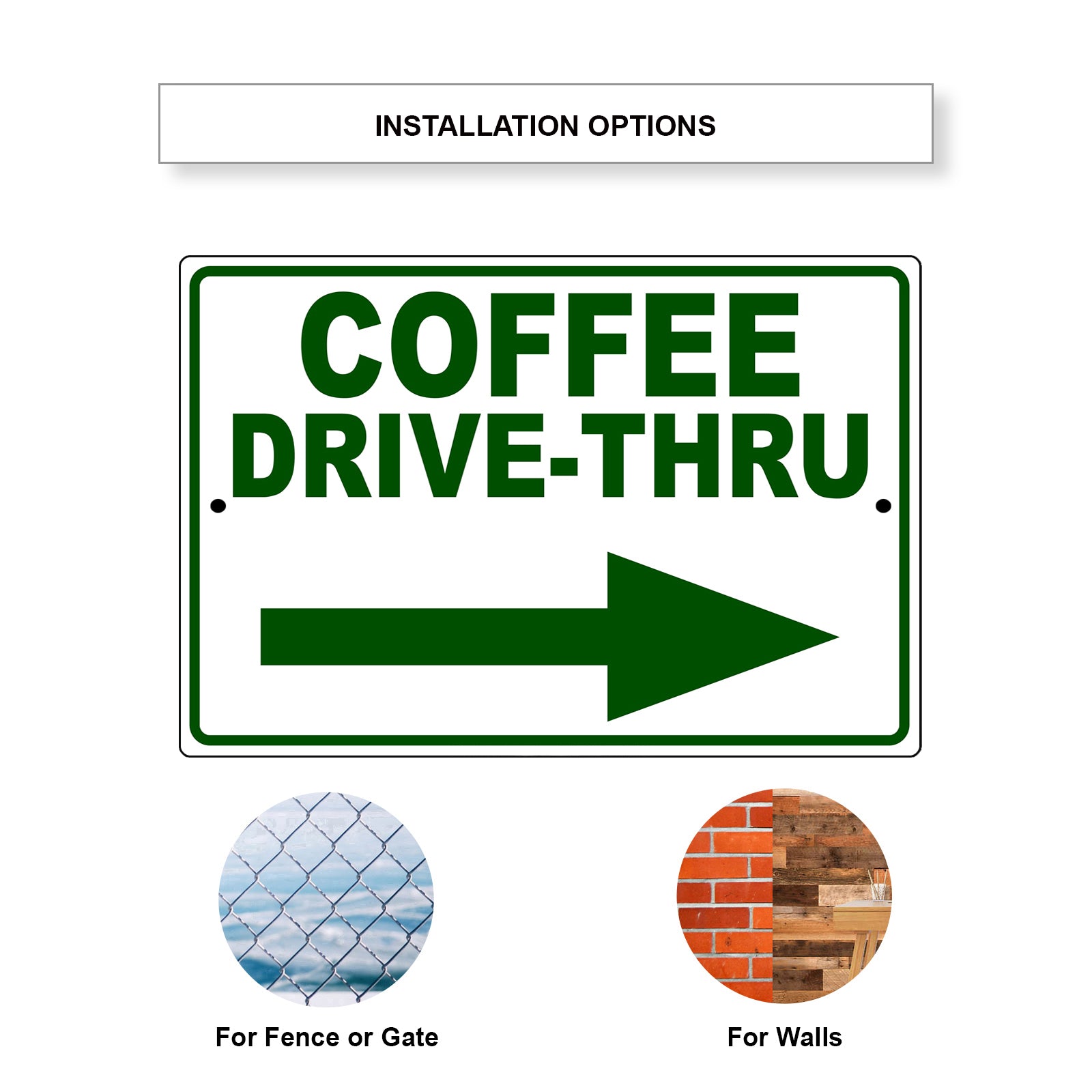 Coffee drive thru right side aluminum metal sign