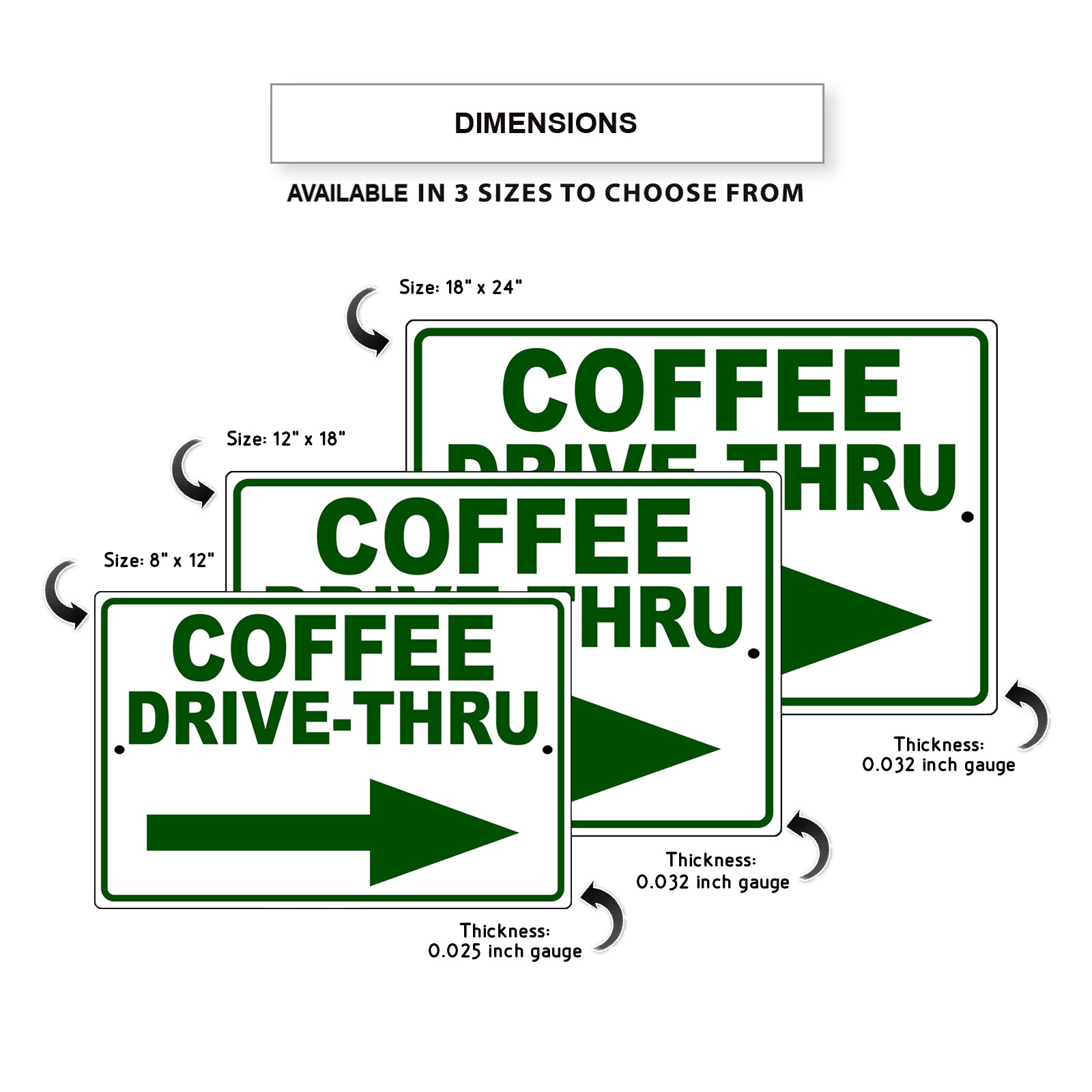 Coffee drive thru right side aluminum metal sign