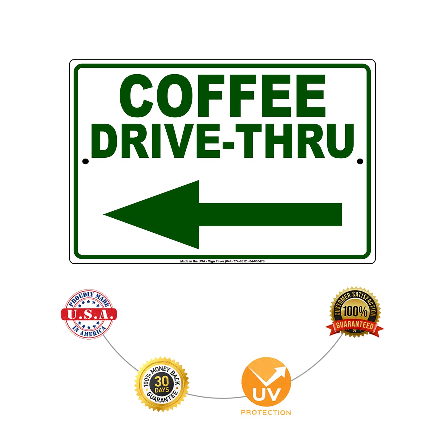 Coffee drive thru left side aluminum metal sign
