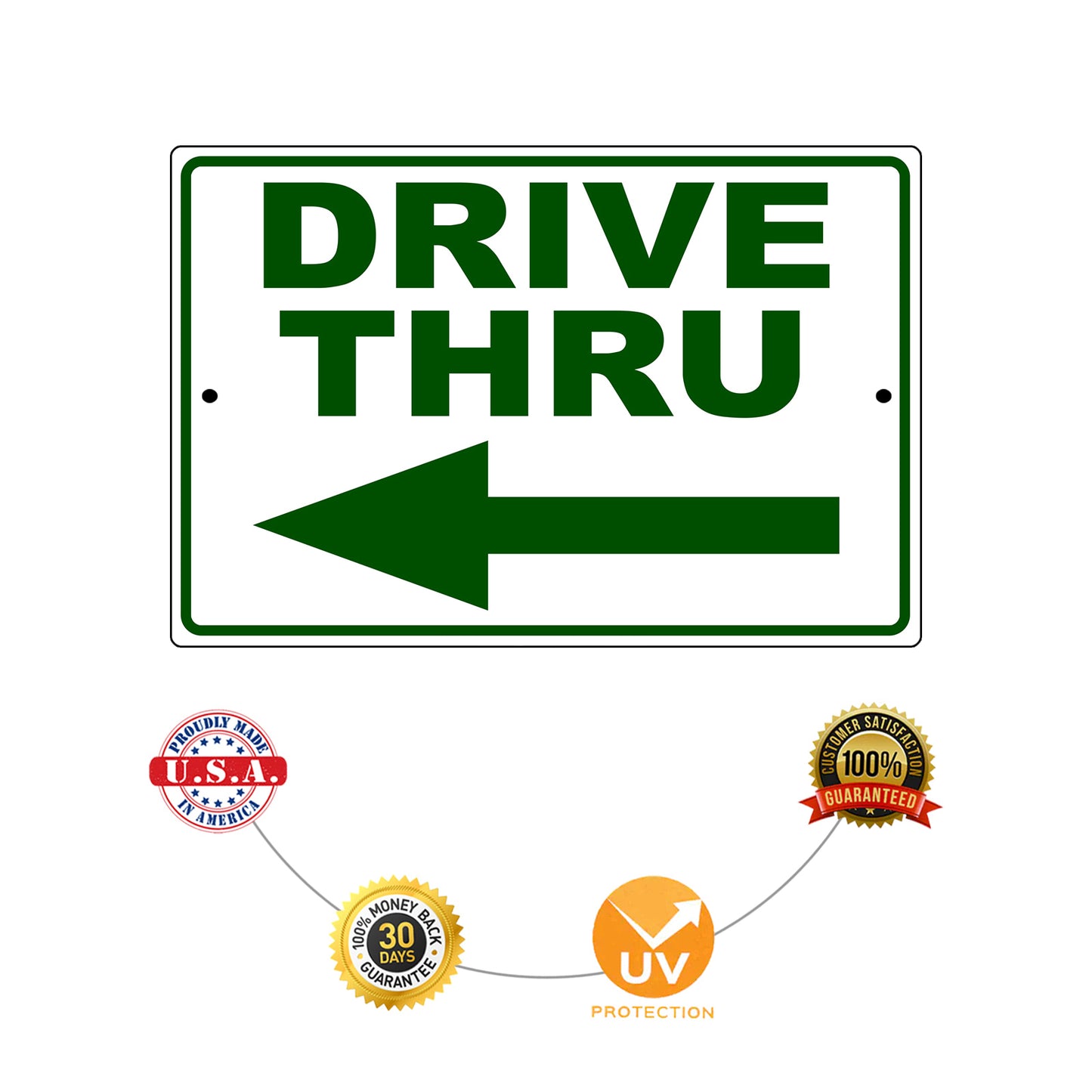 Drive thru left arrow aluminum metal sign