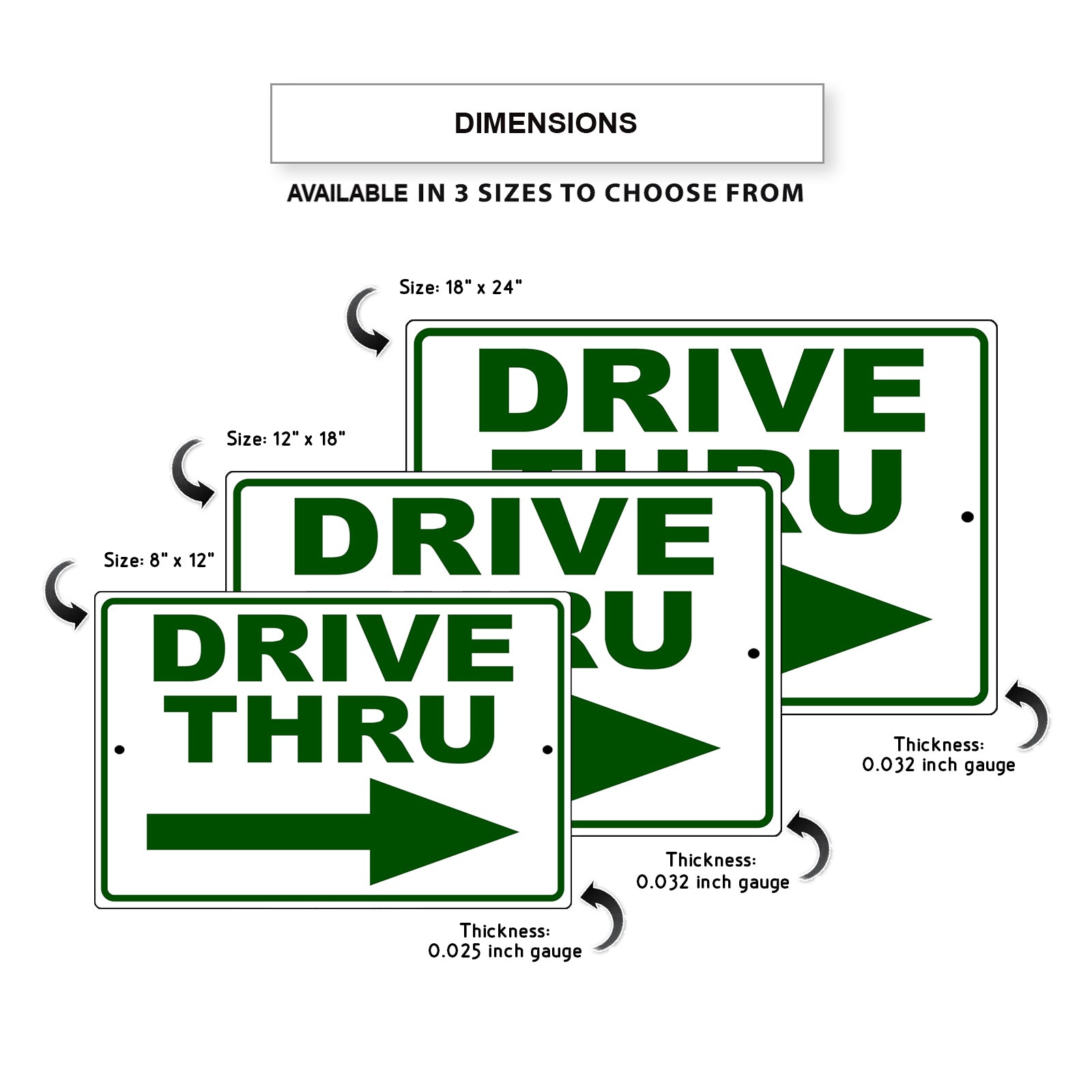 Drive thru left arrow aluminum metal sign