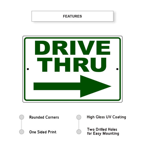 Drive Thru Right Side Aluminum Metal Sign - Sign Fever
