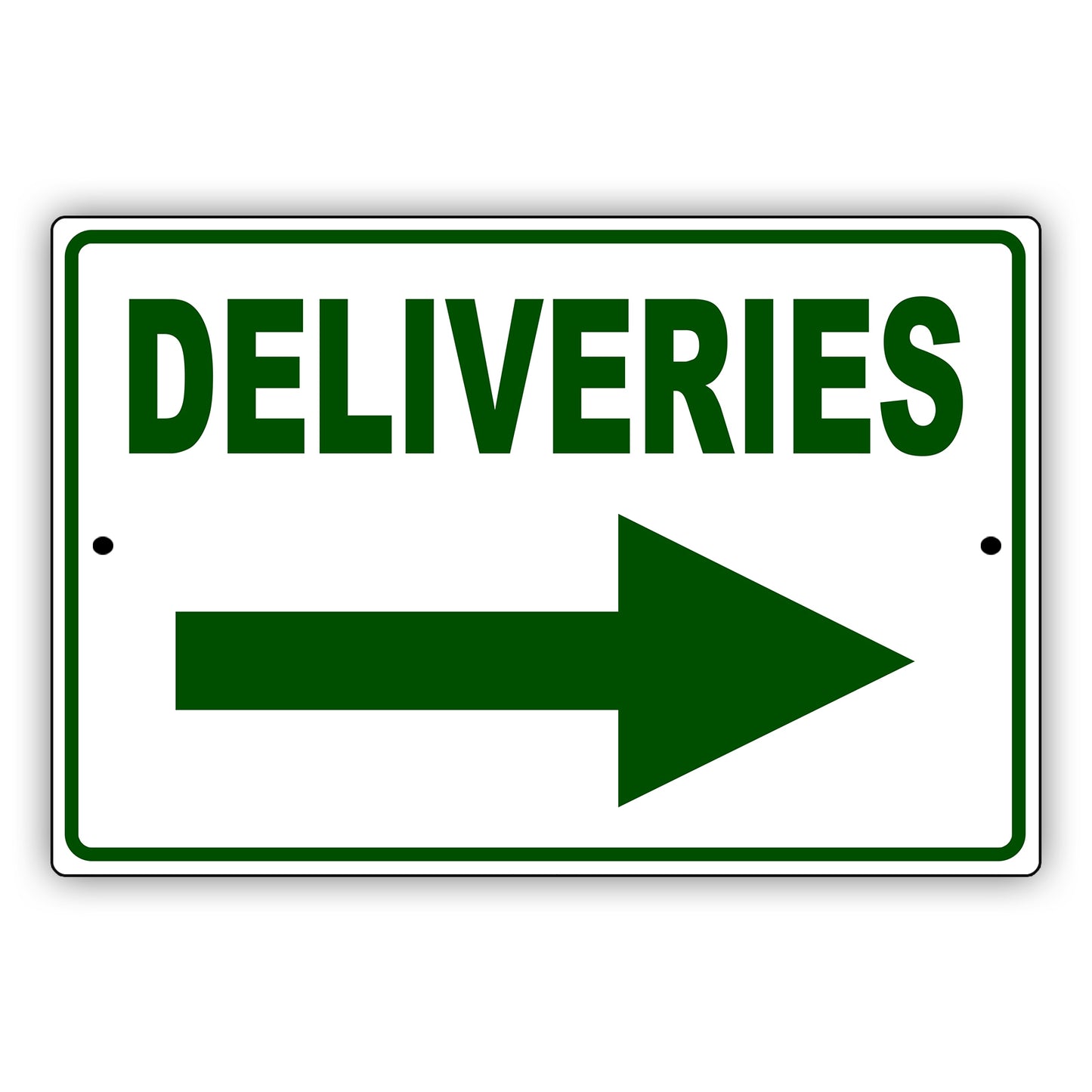 Deliveries right arrow aluminum metal sign