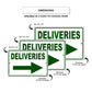 Deliveries right arrow aluminum metal sign