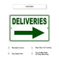 Deliveries right arrow aluminum metal sign