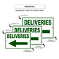 Deliveries left arrow aluminum metal sign