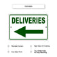 Deliveries left arrow aluminum metal sign