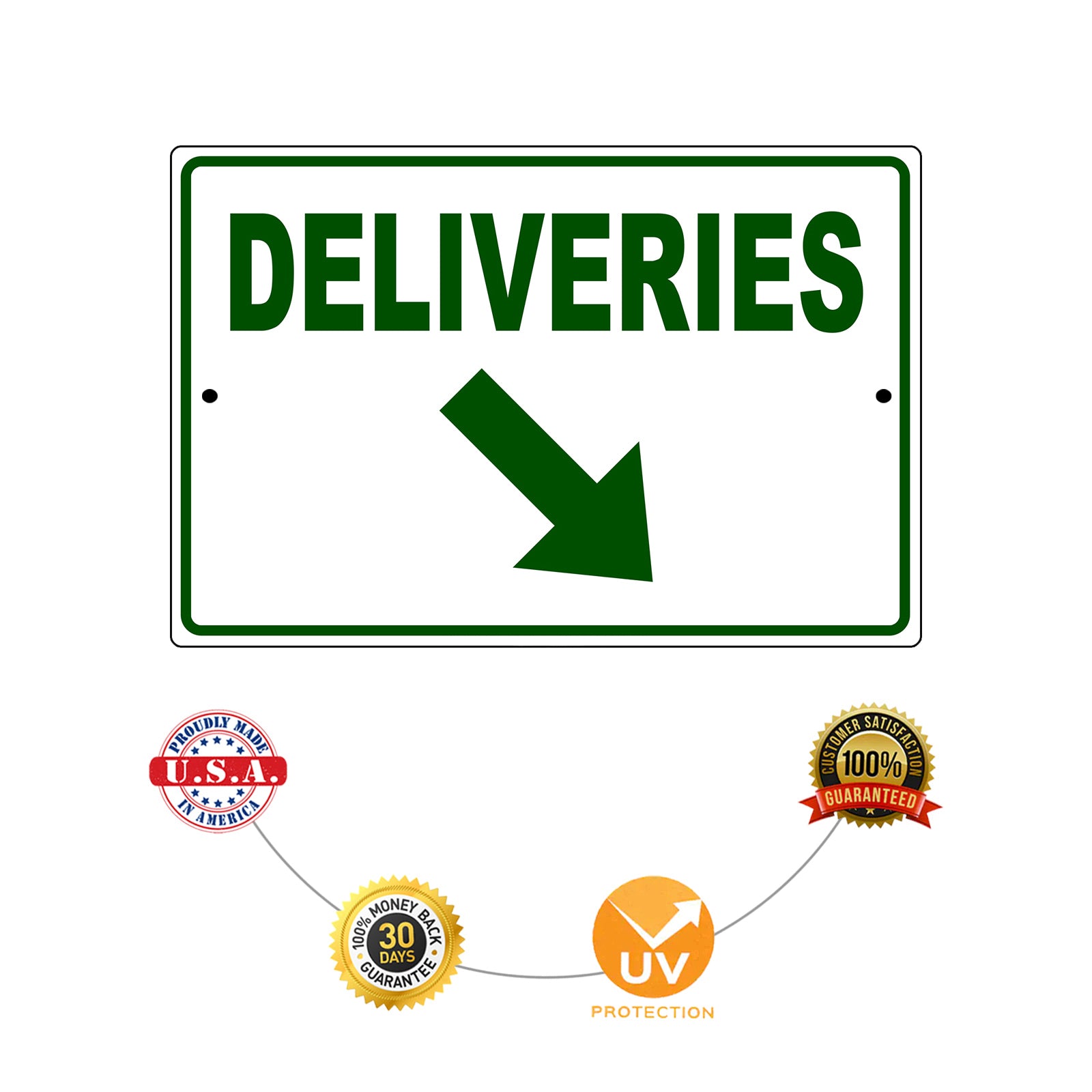 Diagonal Downward Deliveries Arrow Right Side Aluminum Metal Sign