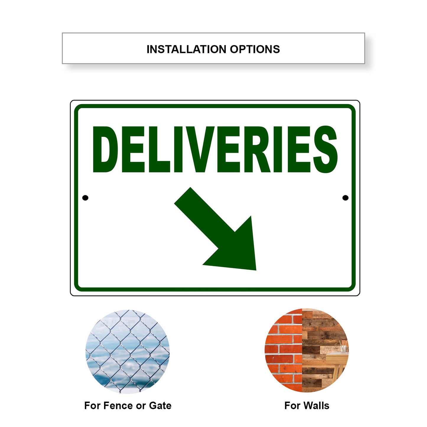 Diagonal Downward Deliveries Arrow Right Side Aluminum Metal Sign