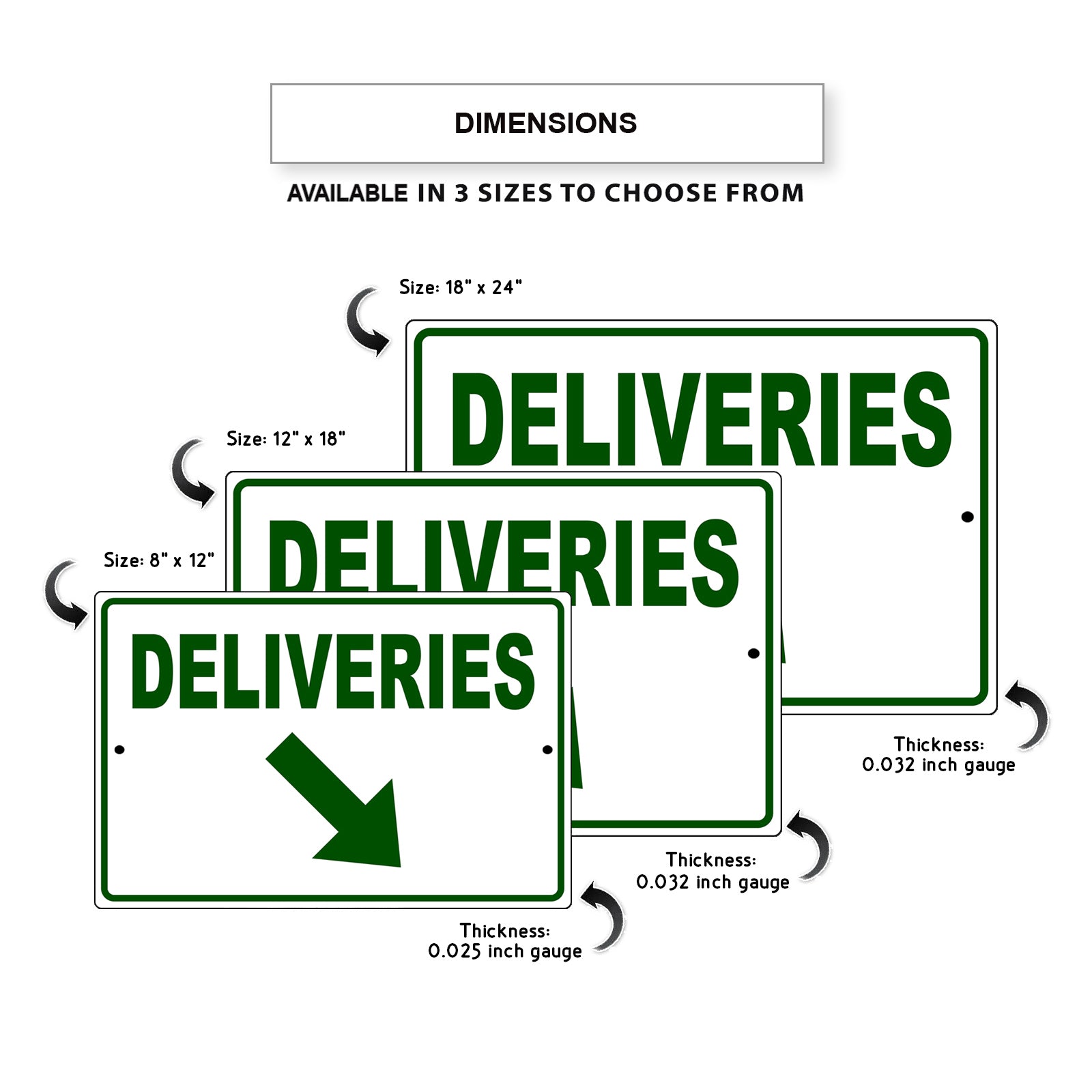 Diagonal Downward Deliveries Arrow Right Side Aluminum Metal Sign