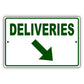 Diagonal Downward Deliveries Arrow Right Side Aluminum Metal Sign