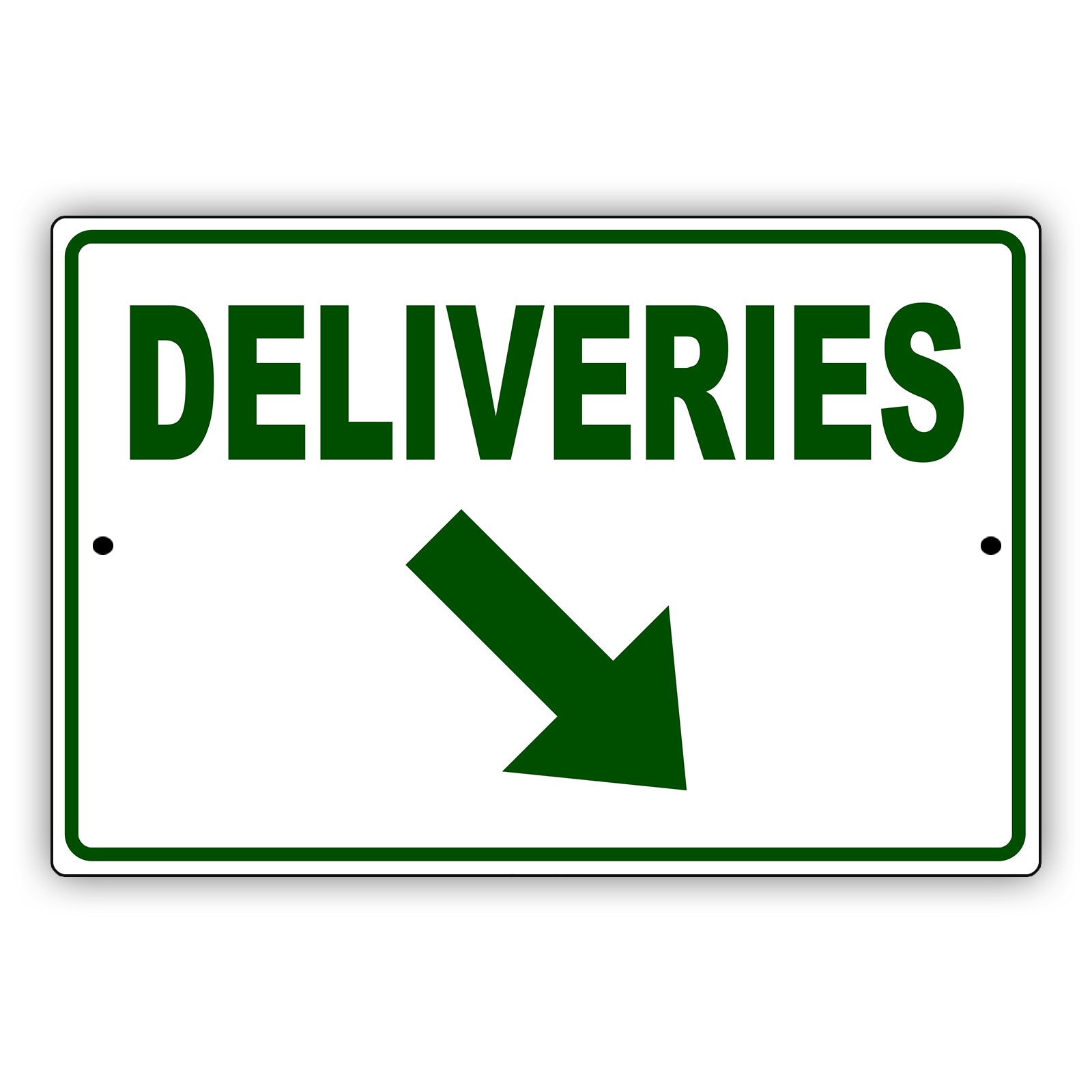 Diagonal Downward Deliveries Arrow Right Side Aluminum Metal Sign
