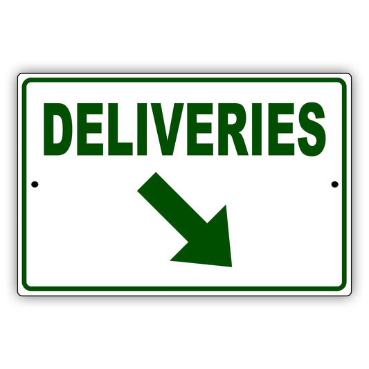 Diagonal Downward Deliveries Arrow Right Side Aluminum Metal Sign