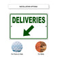 Diagonal Downward Deliveries Arrow Left Side Aluminum Metal Sign