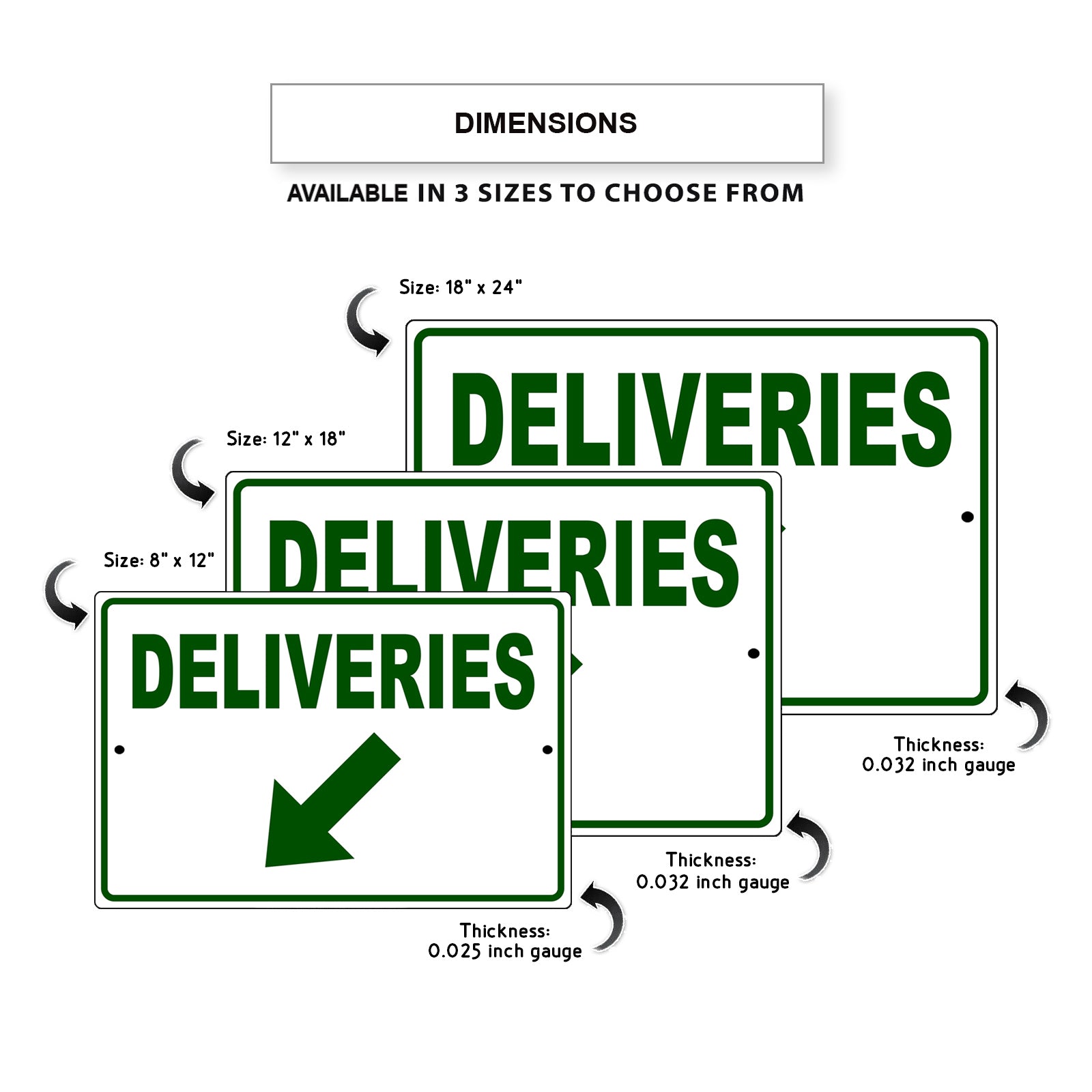 Diagonal Downward Deliveries Arrow Left Side Aluminum Metal Sign