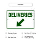 Diagonal Downward Deliveries Arrow Left Side Aluminum Metal Sign