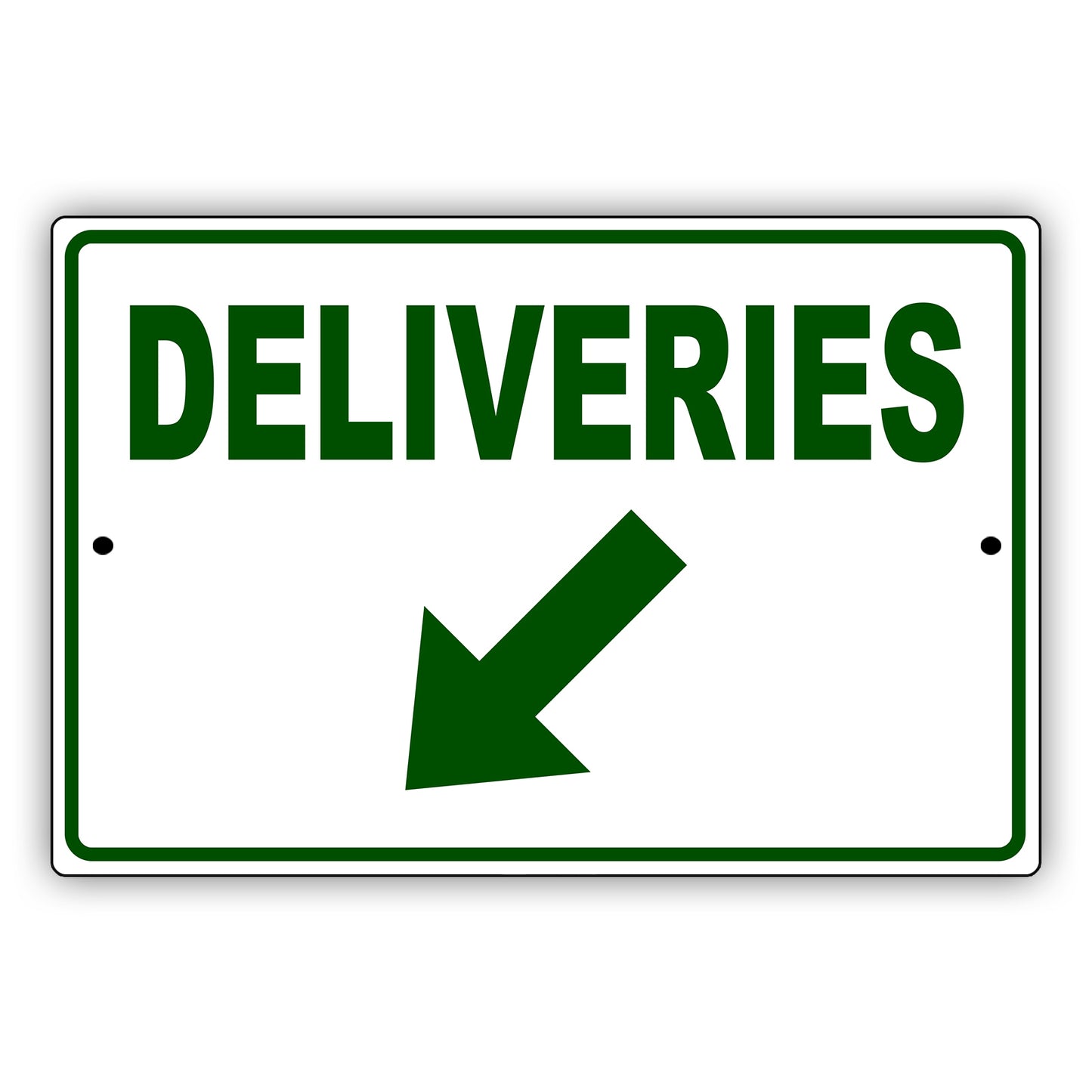 Diagonal Downward Deliveries Arrow Left Side Aluminum Metal Sign