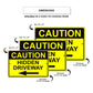Caution hidden driveway left arrow aluminum metal sign