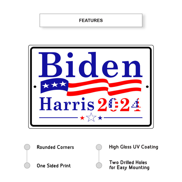 Elections Biden Harris 2024 Aluminum Metal Sign - Sign Fever