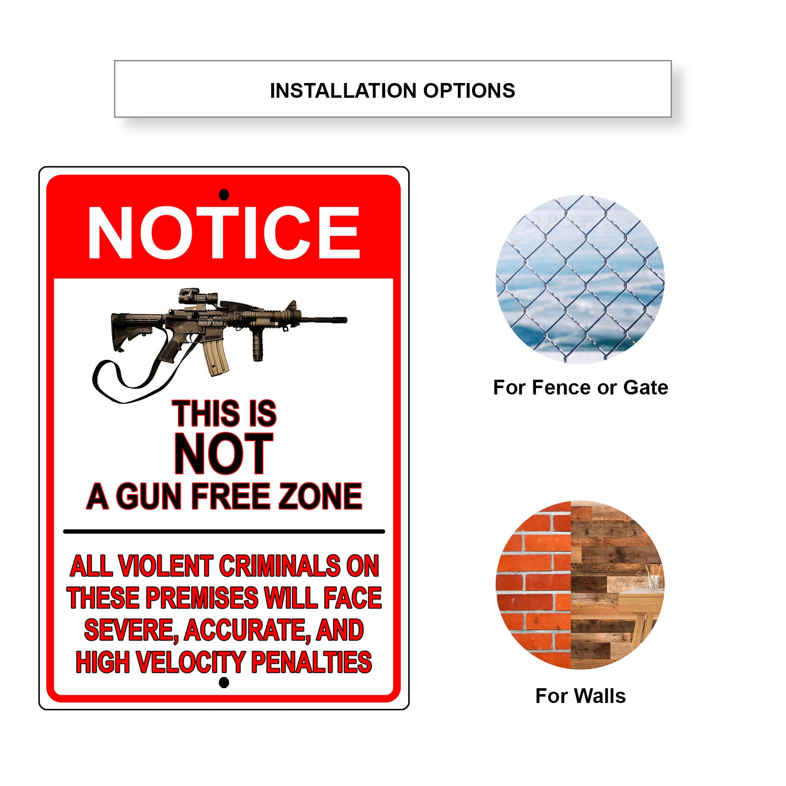 Notice this is not a gun free zone aluminum metal sign