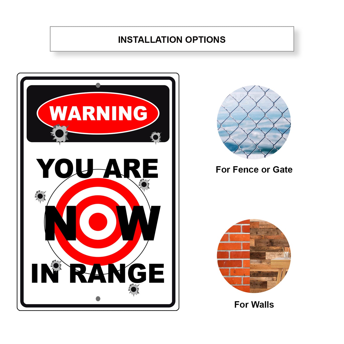 Warning you are now in range aluminum metal sign