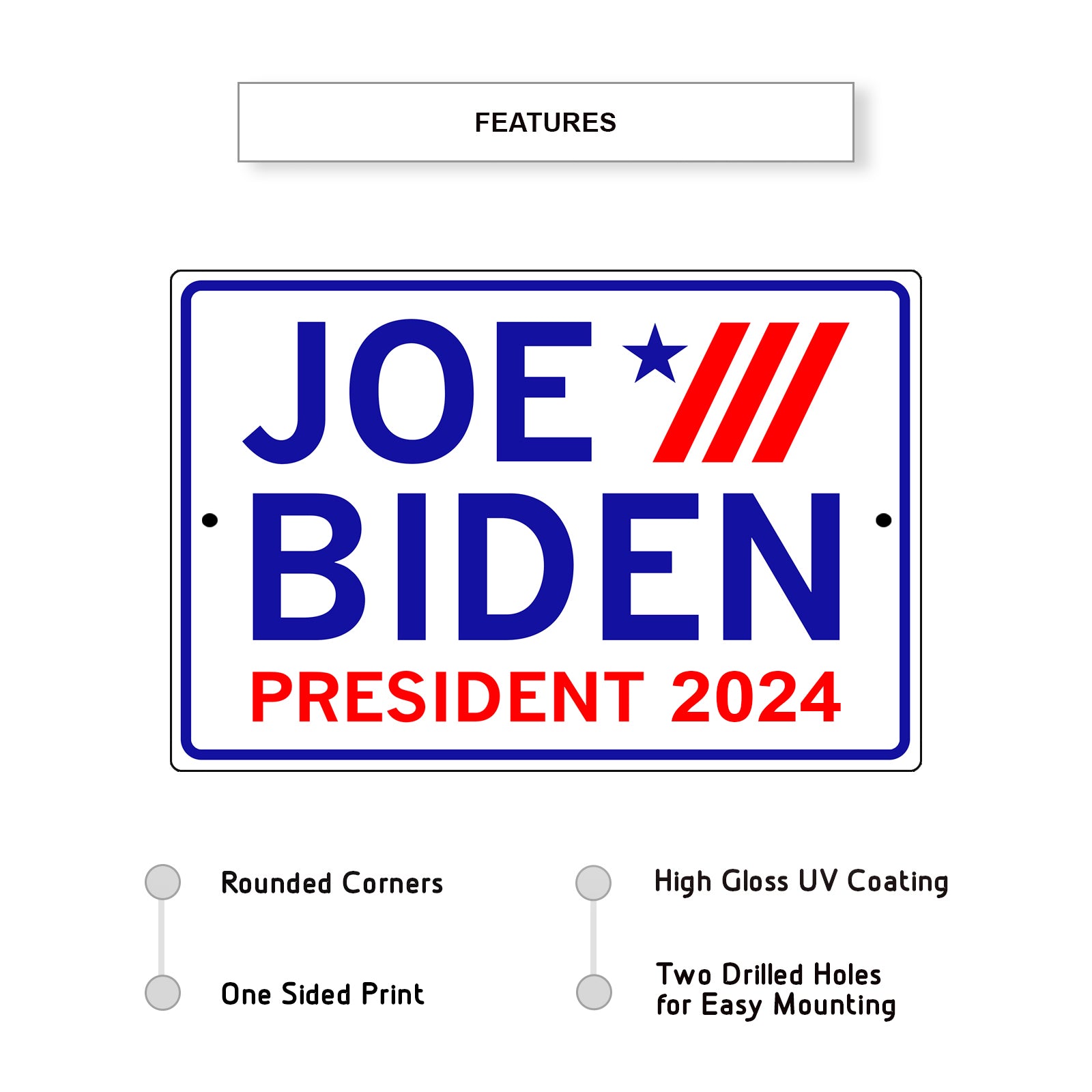 Joe Biden President 2024 Aluminum Metal Sign - Sign Fever