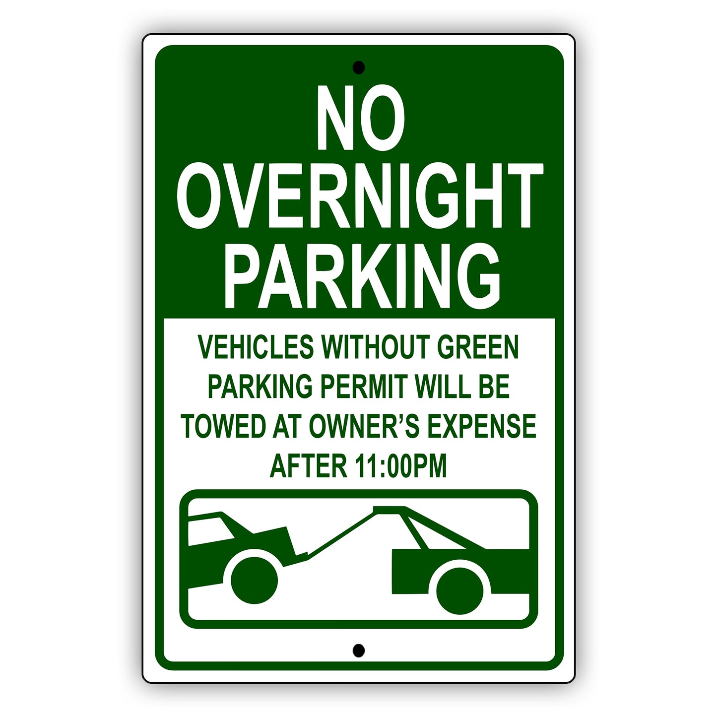 No overnight parking aluminum metal sign