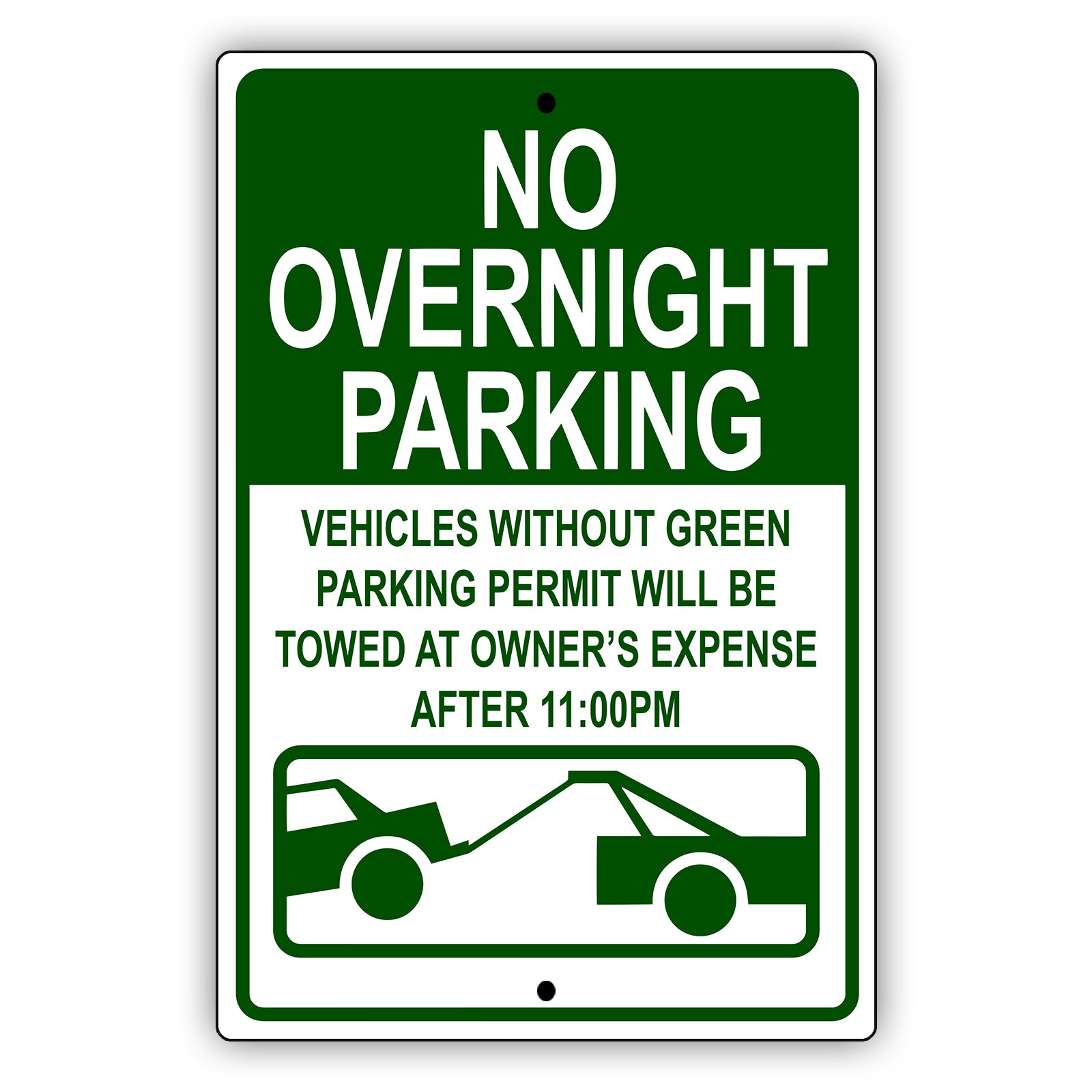 No overnight parking aluminum metal sign