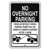 No overnight parking aluminum metal sign