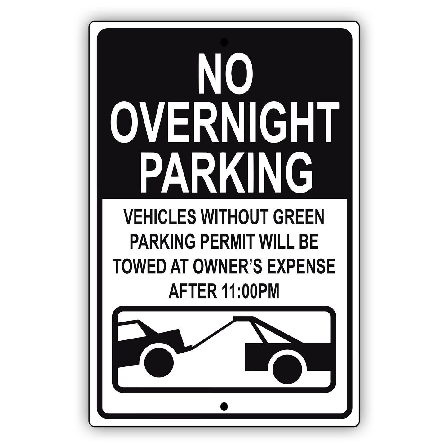 No overnight parking aluminum metal sign