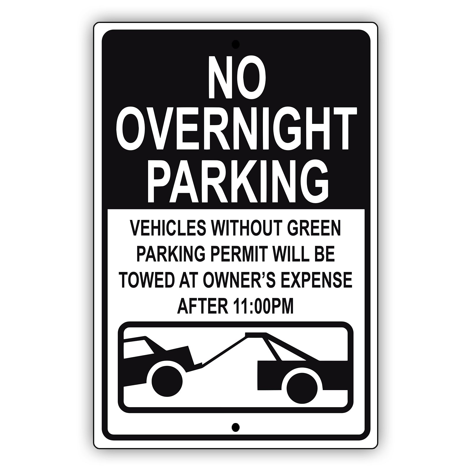 No overnight parking aluminum metal sign
