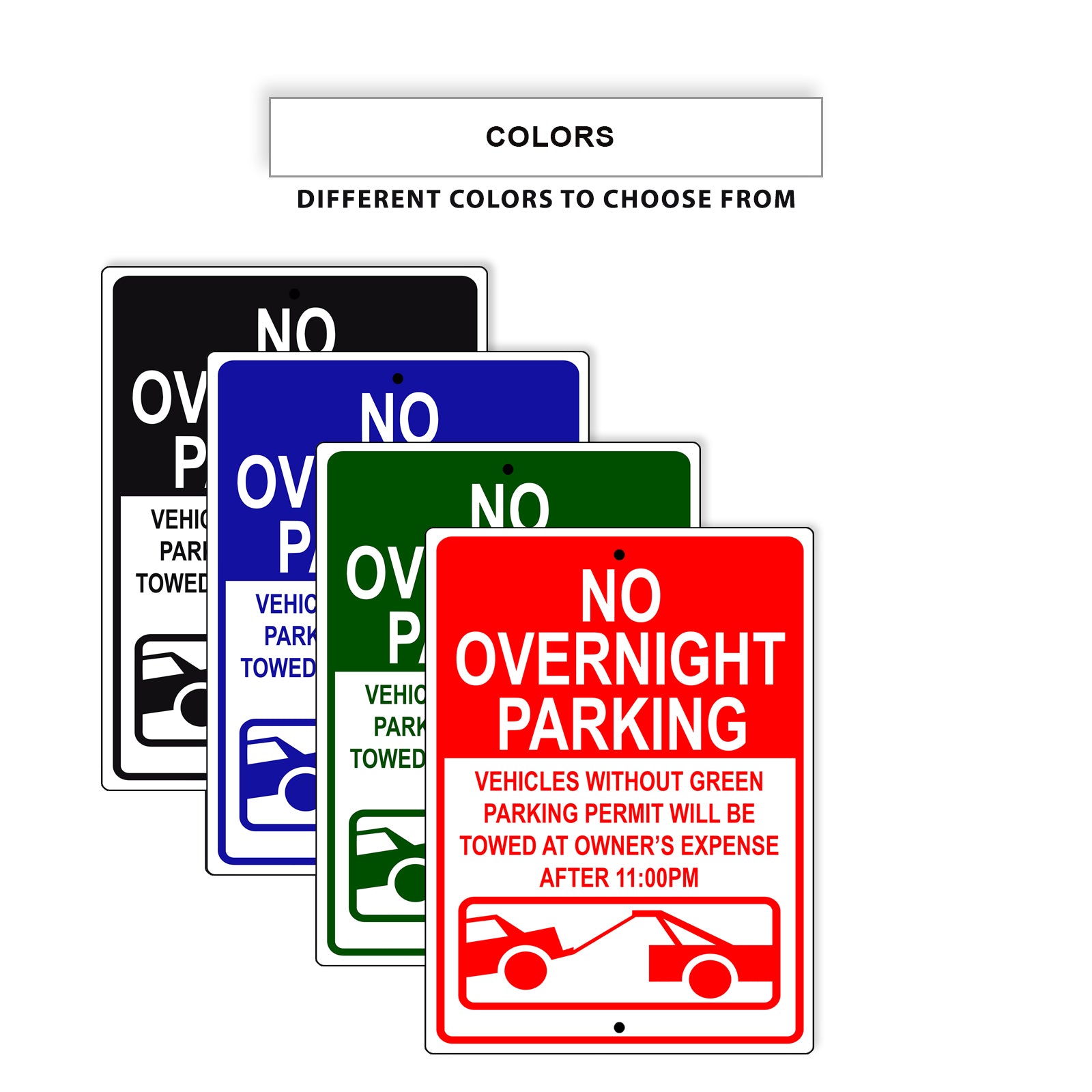 No overnight parking aluminum metal sign