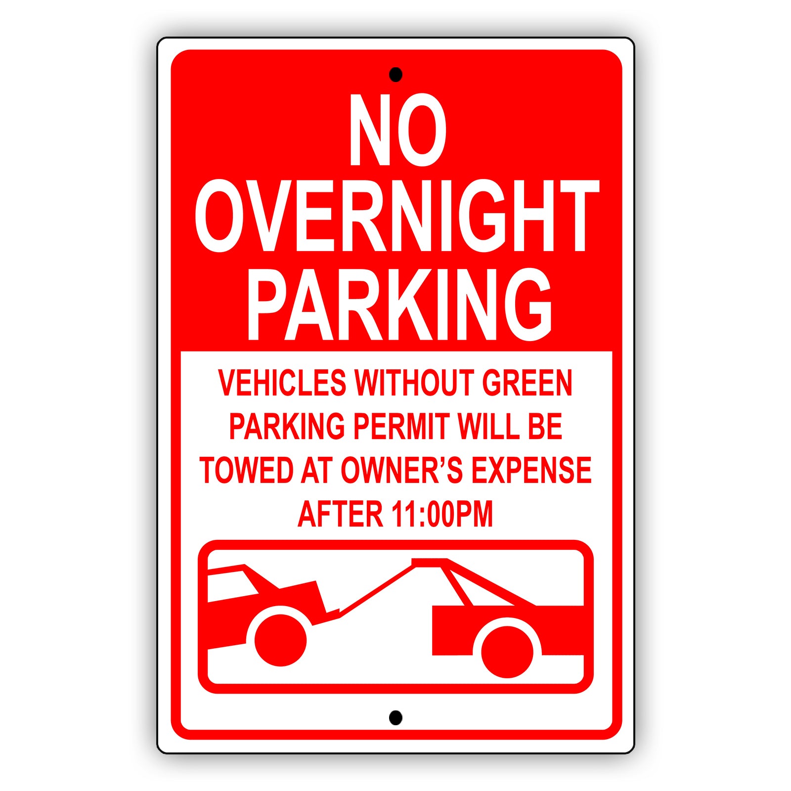 No overnight parking aluminum metal sign