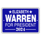 Elizabeth warren 2024 aluminum metal sign