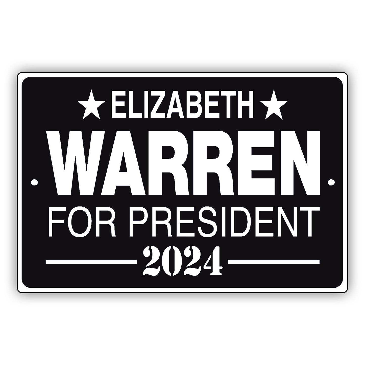 Elizabeth warren for president 2024 aluminum metal sign