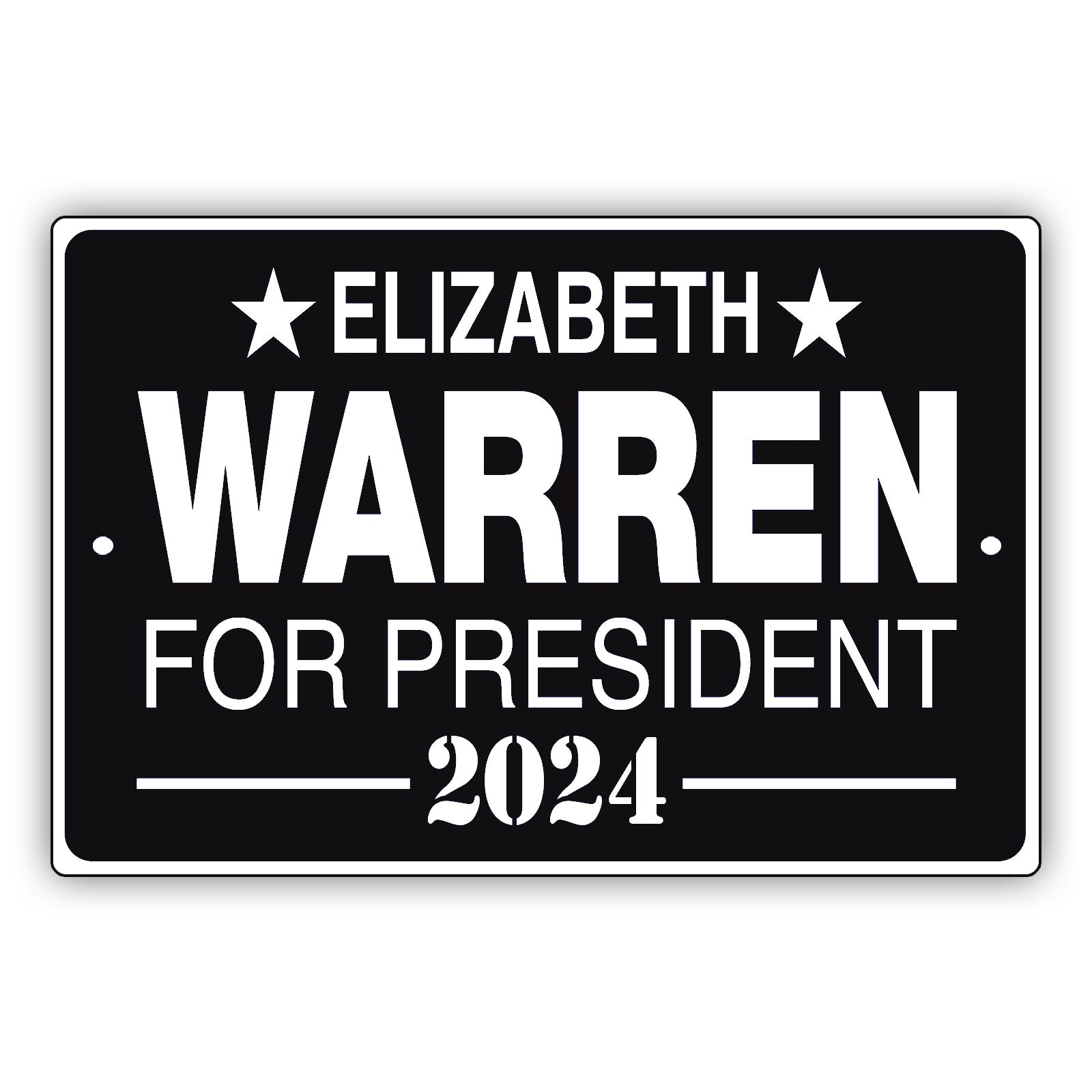Elizabeth warren for president 2024 aluminum metal sign