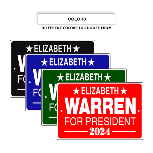 Elizabeth warren 2024 aluminum metal sign