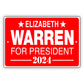Elizabeth warren 2024 aluminum metal sign