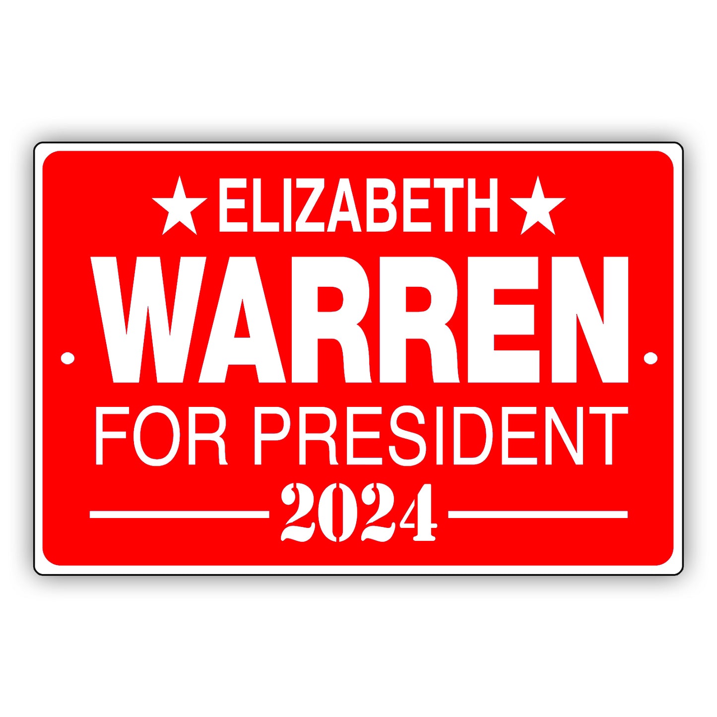 Elizabeth warren 2024 aluminum metal sign