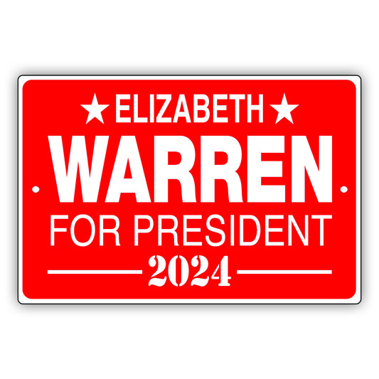 Elizabeth warren 2024 aluminum metal sign