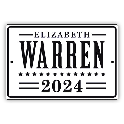 Elizabeth warren 2024 aluminum metal sign