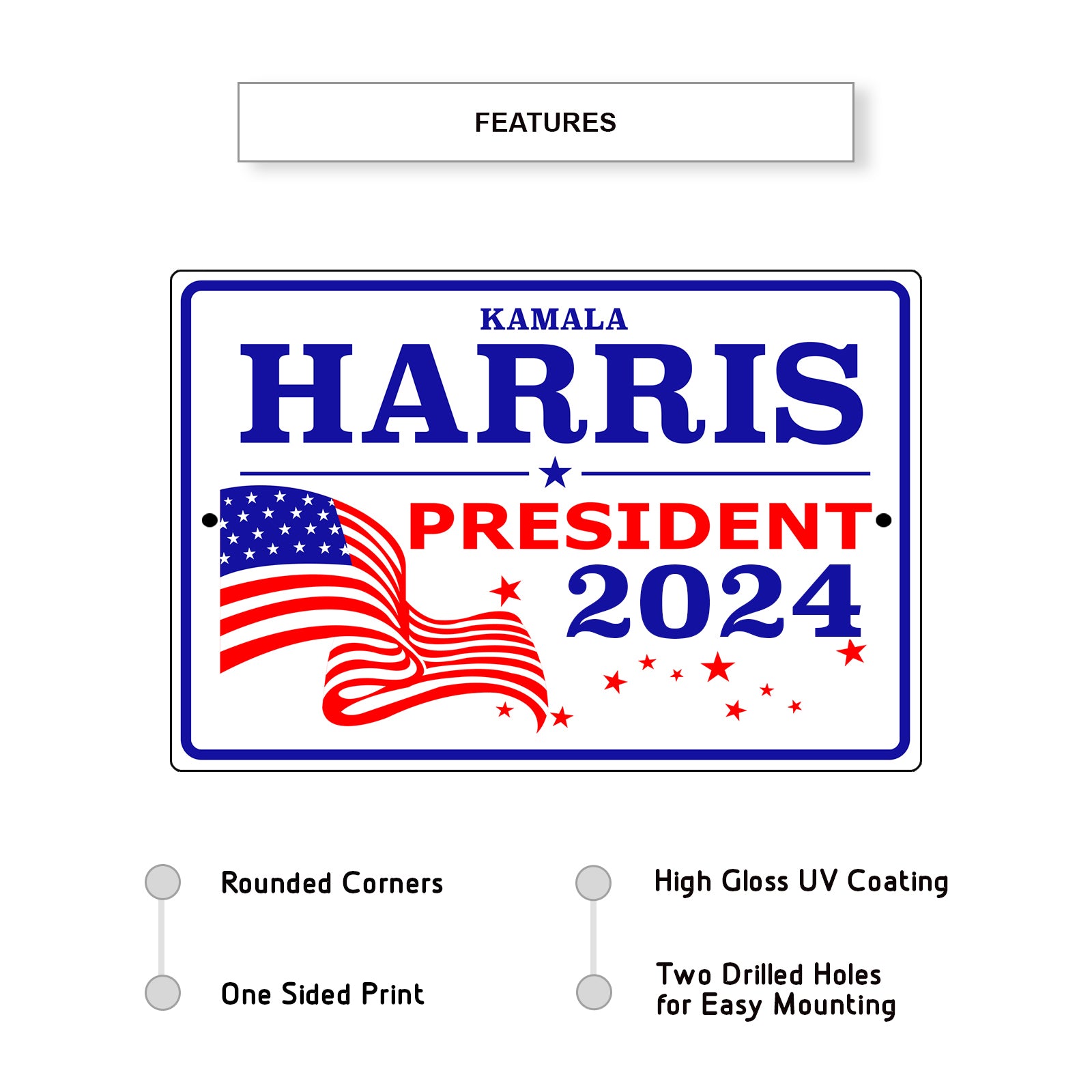 kamala Harris President 2024 Aluminum Metal Sign Sign Fever