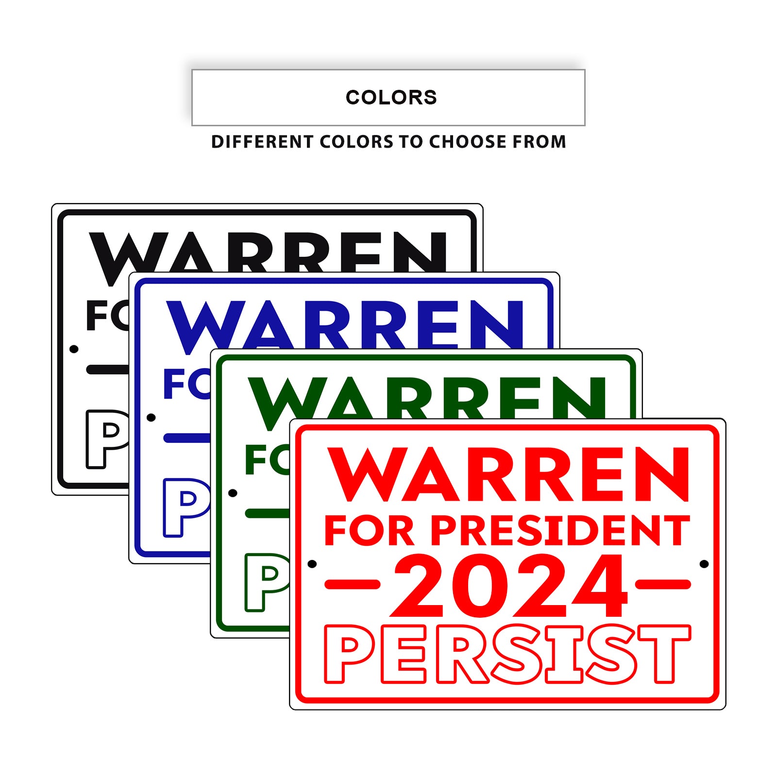 Warren for president 2024 persist aluminum metal sign
