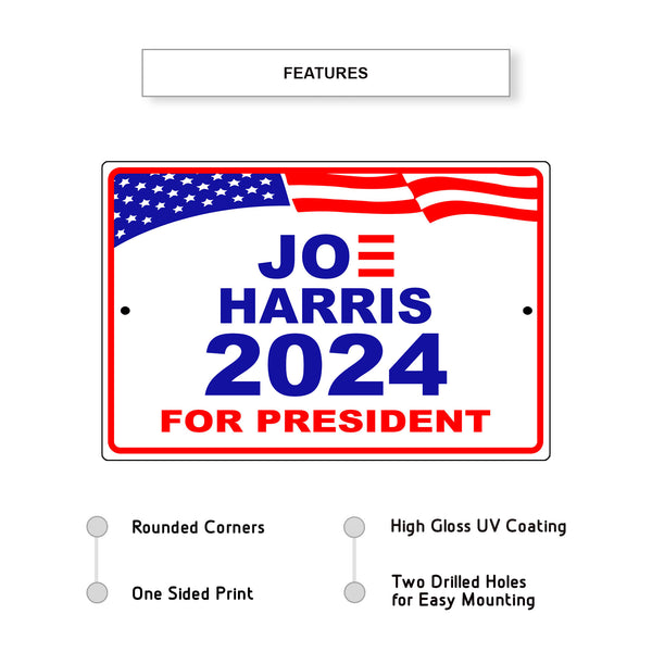 Joe Harris 2024 For President Aluminum Metal Sign - Sign Fever