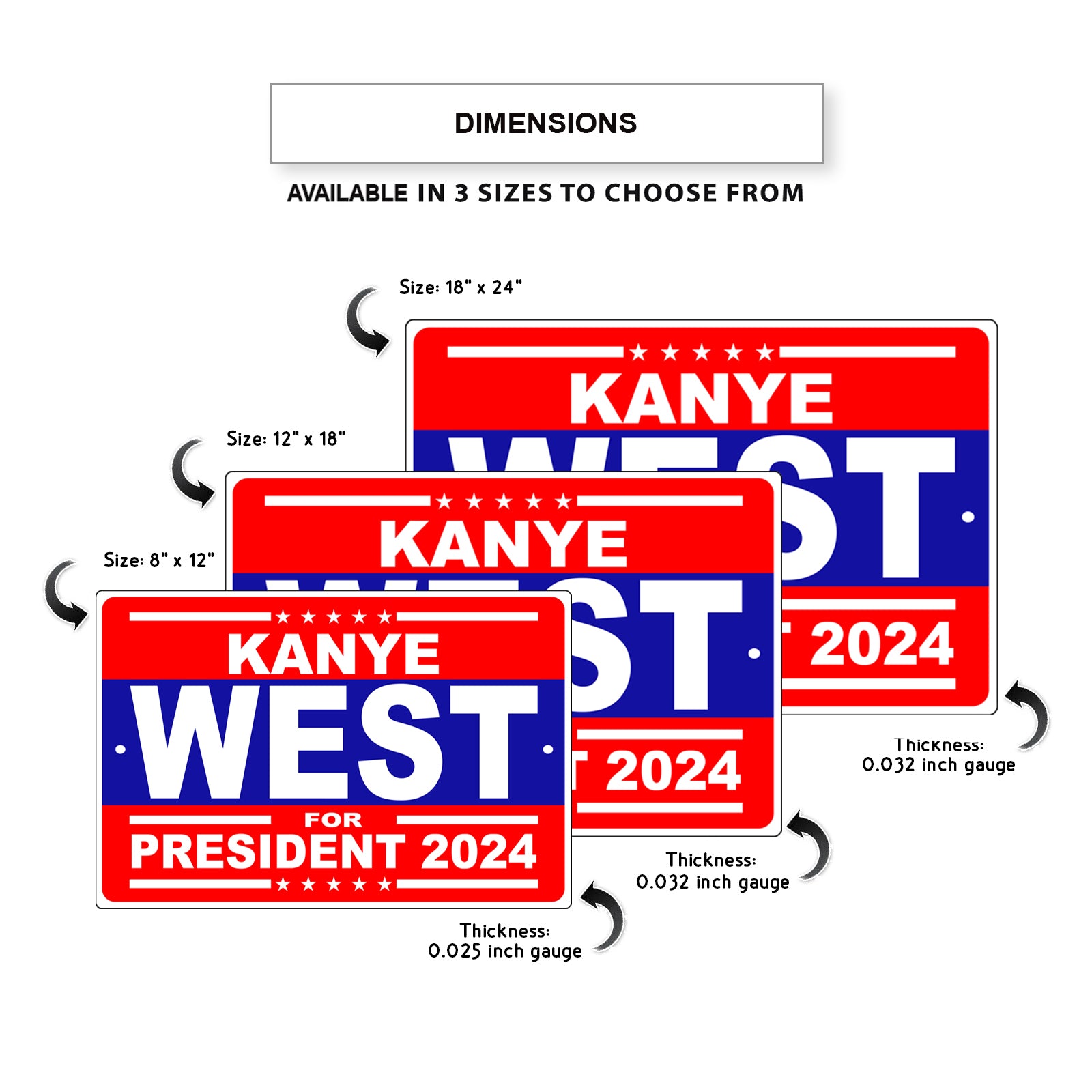 Kanye West For President 2024 Aluminum Metal Sign Sign Fever