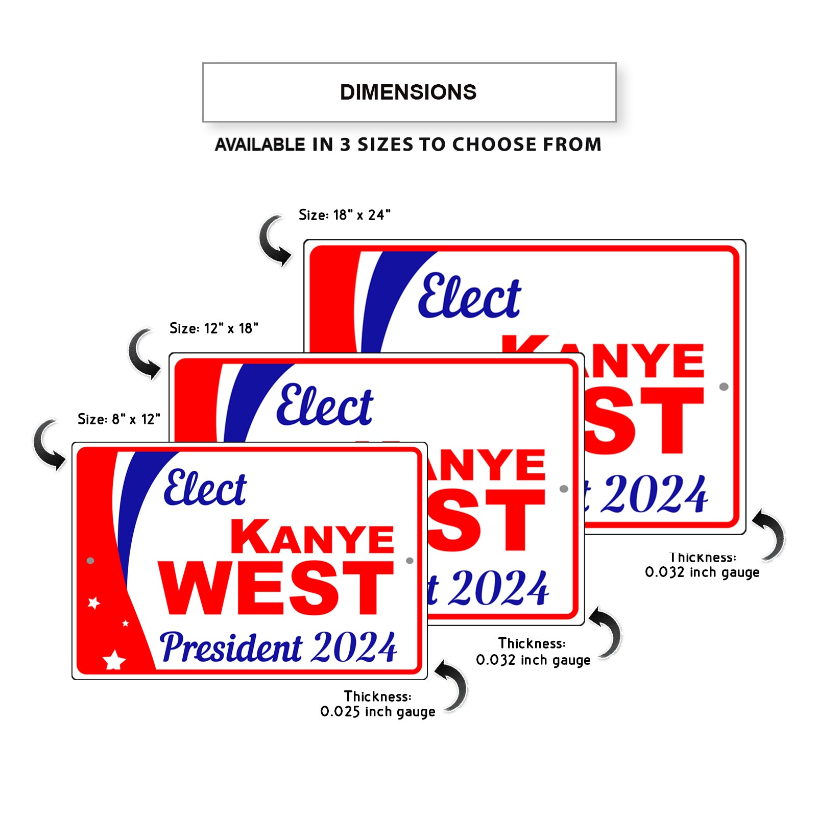 Elect Kanye West For President 2025 Aluminum Metal Sign Sign Fever