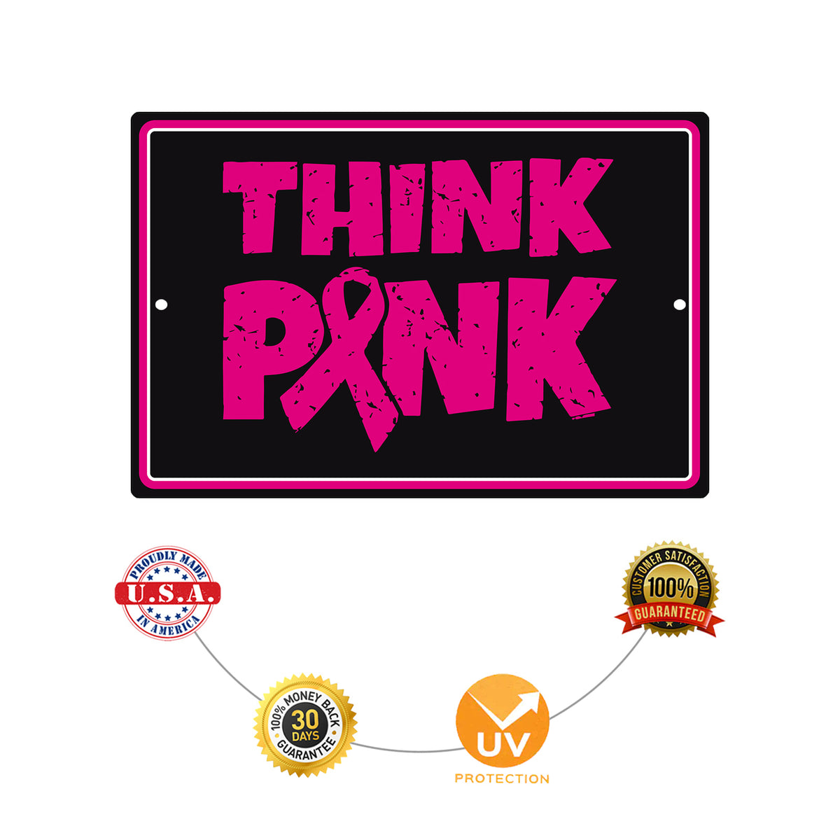 Think Pink Aluminum Metal Sign – Sign Fever