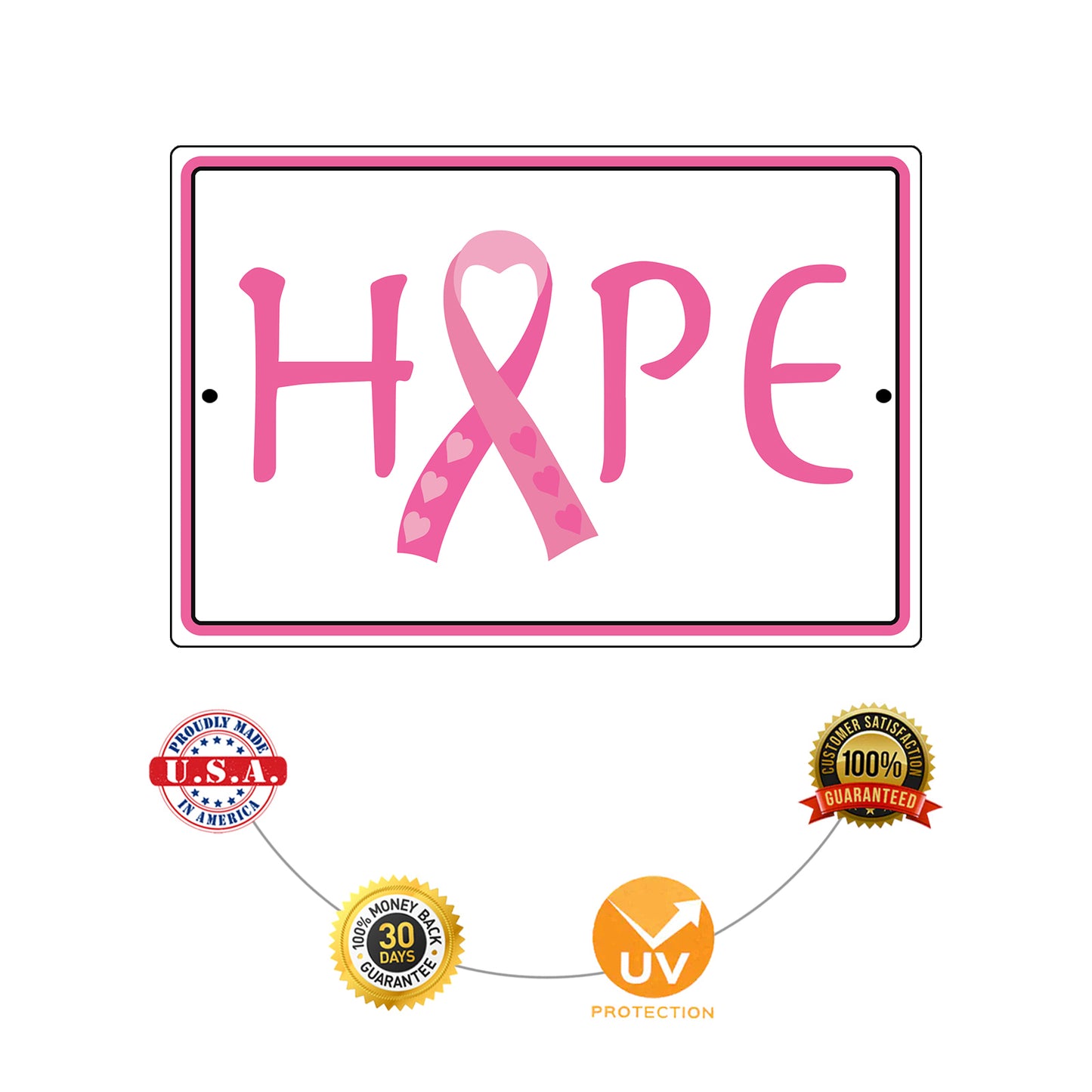 Hope breast cancer vector aluminum metal sign