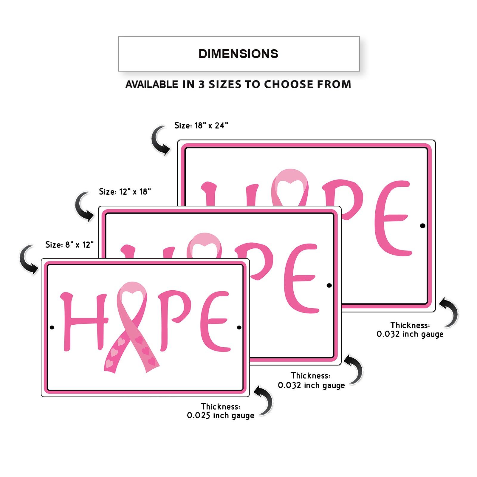 Hope breast cancer vector aluminum metal sign